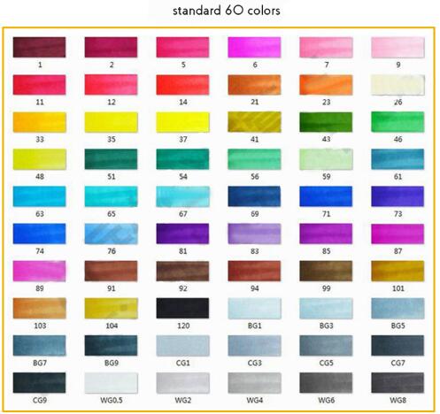 30/40/60 Colors Graphic Marker Pen Set Sketch Art Markers Double Headed Color Art Pens Paiting Pen with 4/5: standard 60 colors