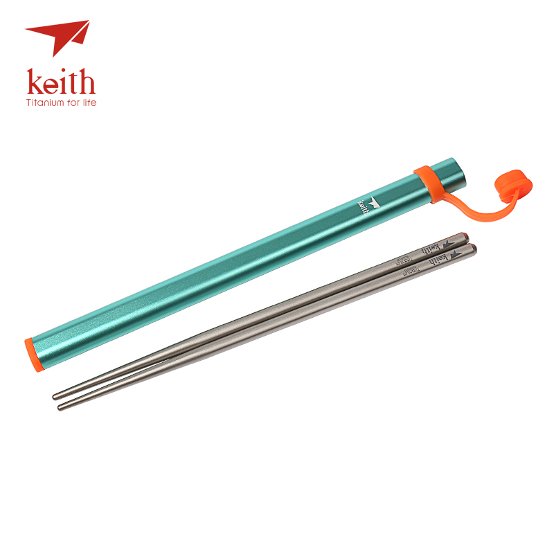 Utensilios de cocina de titanio para exterior, palillos chinos para acampar, Picnic, viaje, palillos chinos cuadrados Ti5622 Ti5822: Light Blue
