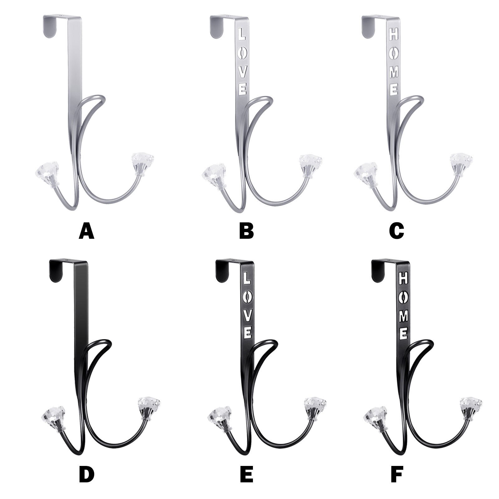 European Style Metal Double Hook Hanger Free Perforated Door Bathroom Hanger Hooks Kitchen Bedroom Door Rack Towel Holder