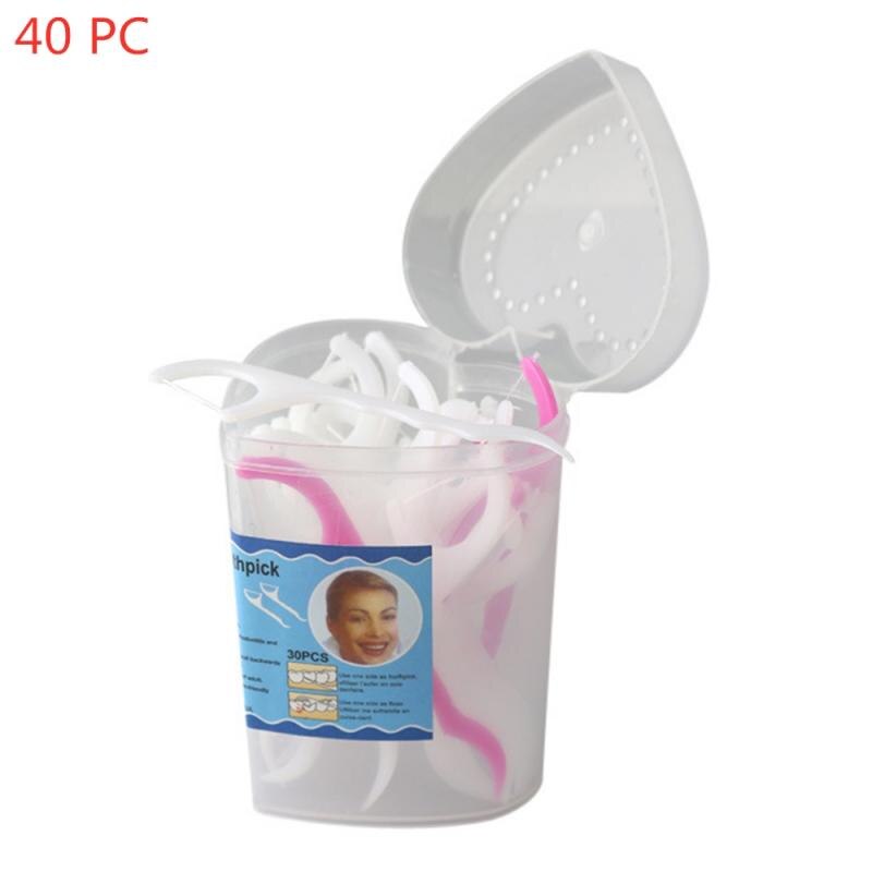 50pcs Personal Flossers Oral Floss Tooth Pick Toothpicks Teeth Care S8jN: white