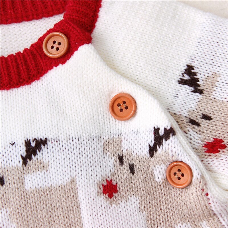 Pelele de Navidad para bebés y niños, mono cálido de punto con estampado de dibujos animados de manga larga de 0 a 18M