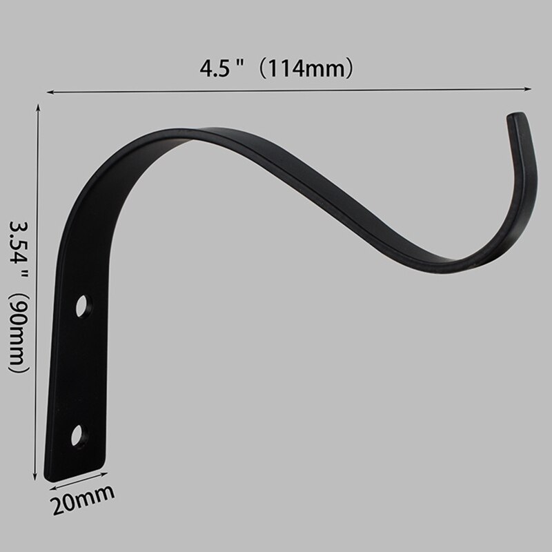 4.5Inch Bending S Shape Wall Hanging Flower Pot Support Bracket Hook Iron Hanger B0KB