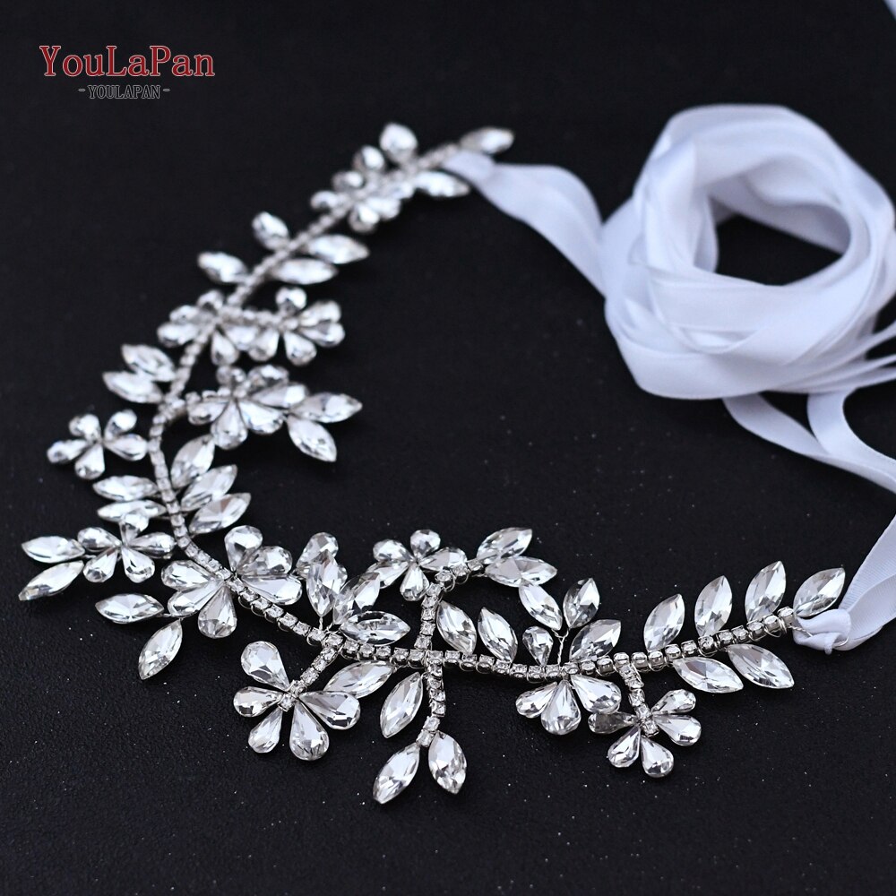 Topqueen  sh239 rhinestone bælter brude rhinestone bryllup bælter sølv bælter til kjoler brudepiger røde kjoler bælte til kvinder: Hvidt bånd