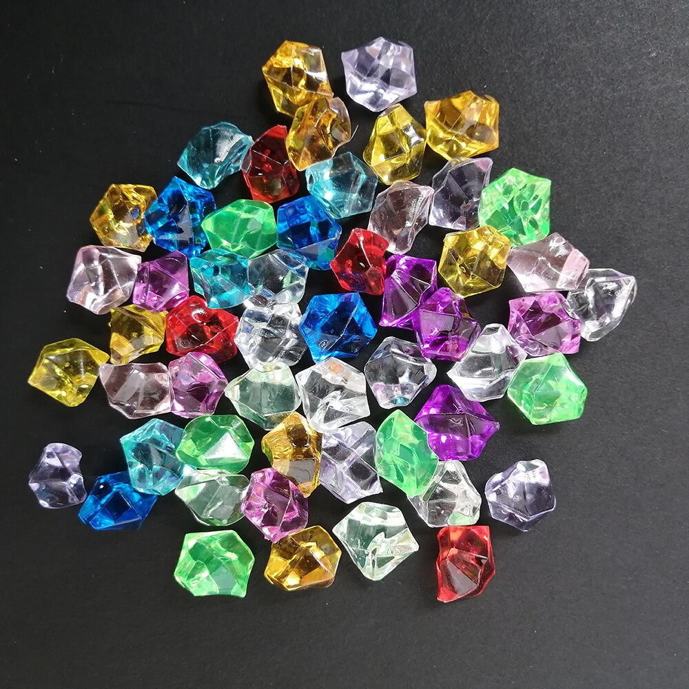 Camal 200 stuks/zak 11 x 14mm aquarium acryl stenen kristal ijsblokjes decoratie vaasvuller kiezel aquarium huis ornament landschap: Mixkleur willekeurig