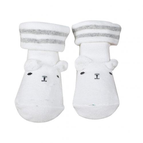 Criança Meias Bonito Dos Desenhos Animados Urso Bebê Ifant Meninos Meninas meias de Algodão Macia e Quente Anti-slip Sole Indoor Piso Tornozelo meias 0-6 meses: WHITE