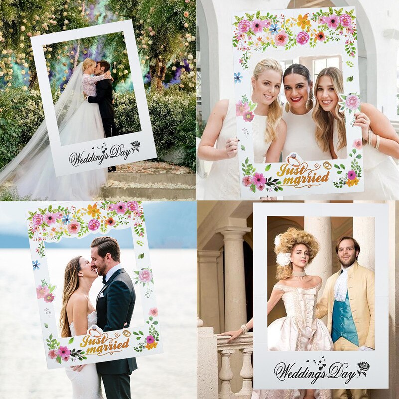 1Pc 48*68cm Wedding Photo Booth Prop Just Married Wedding Day Bride To Be Bridal Shower Wedding Photo Frame Decoration Supplies