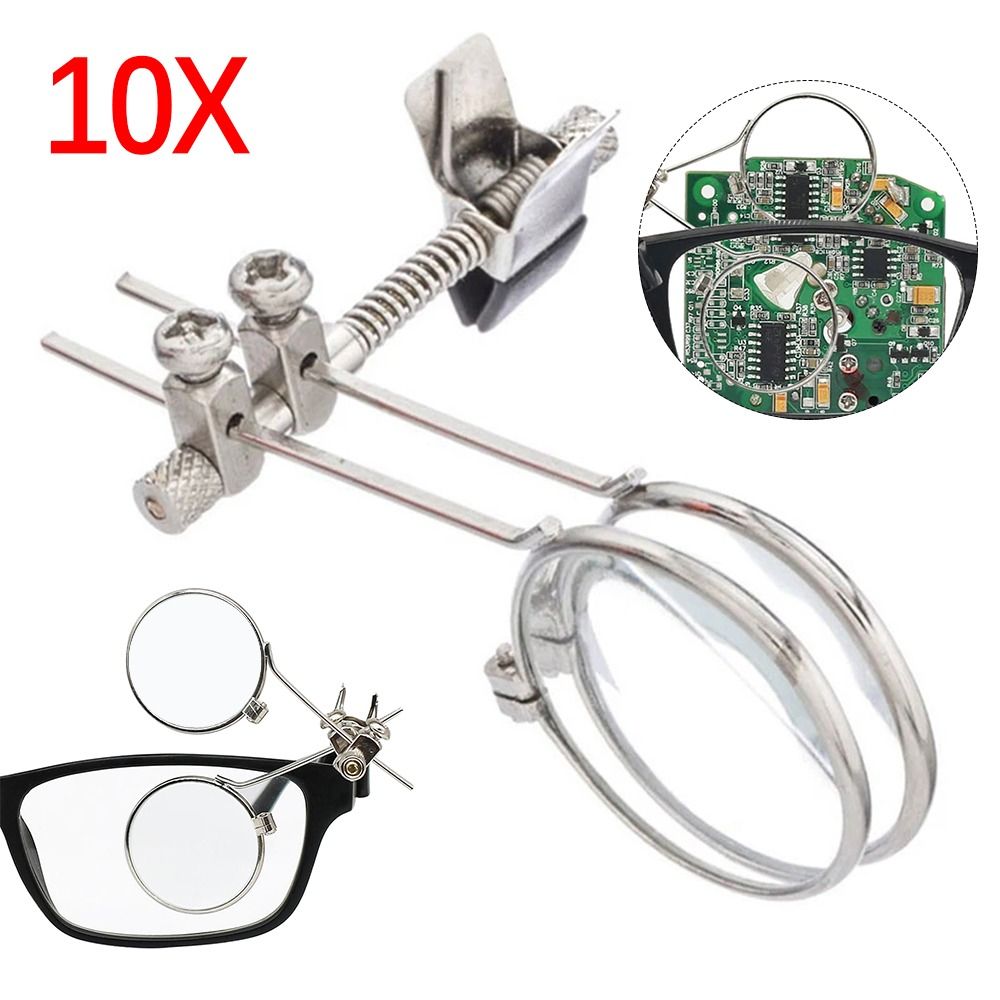 10X Double Lenses Magnifying Glass Stainless Steel Clip Magnifier Rotatable MINI Magnifier Diameter 25mm Monocular Magnifier