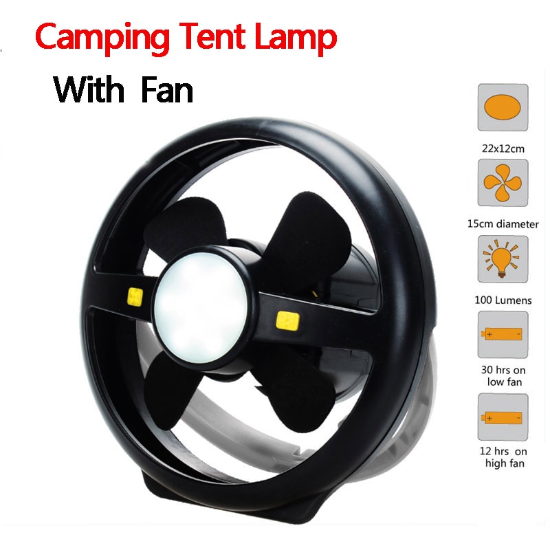 Draagbare LED Camping Licht Met Plafond Ventilator Tent Licht Lanterna 2-In-1 Opknoping Lichten En Ventilator Voor outdoor Camping Emergency