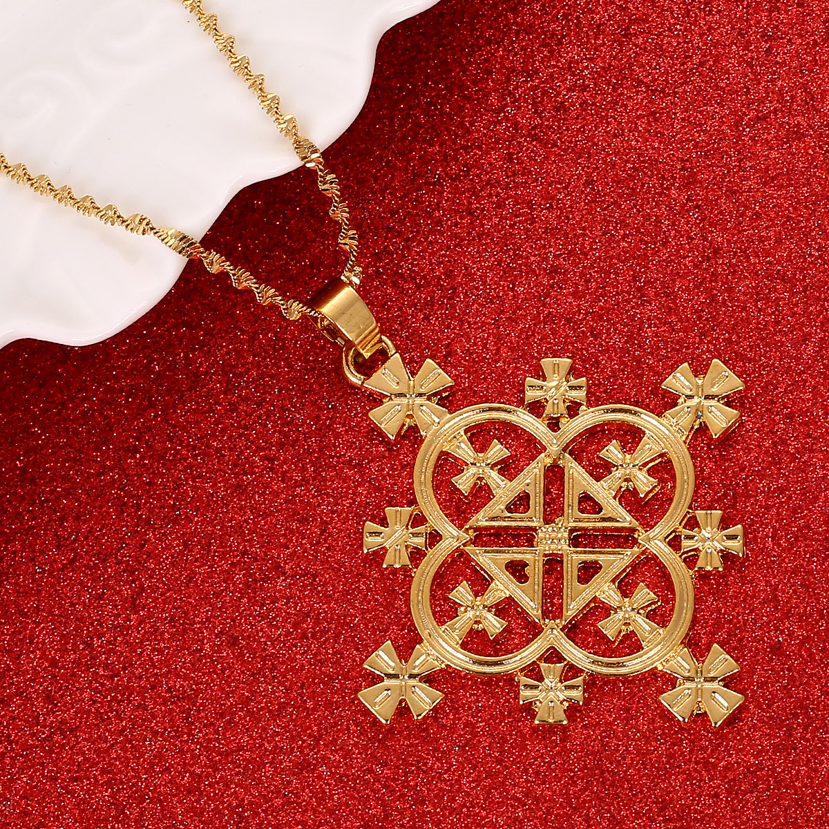 Ethiopian Trendy Cross Pendants Necklace Women Gold Color Cross Eritrea Habesha Jewelry