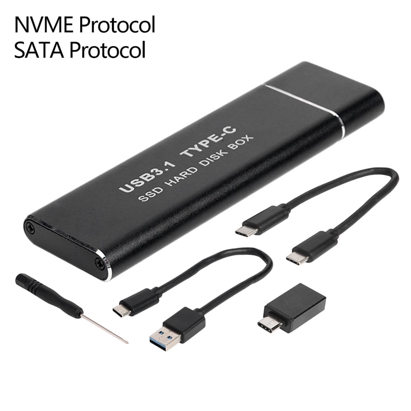 VODOOL M2 SSD Case M.2 to USB Type C 10Gbps External Hard Drive Enclosure For NVME PCIE NGFF SATA M/B Key Dual Protocol SSD Disk