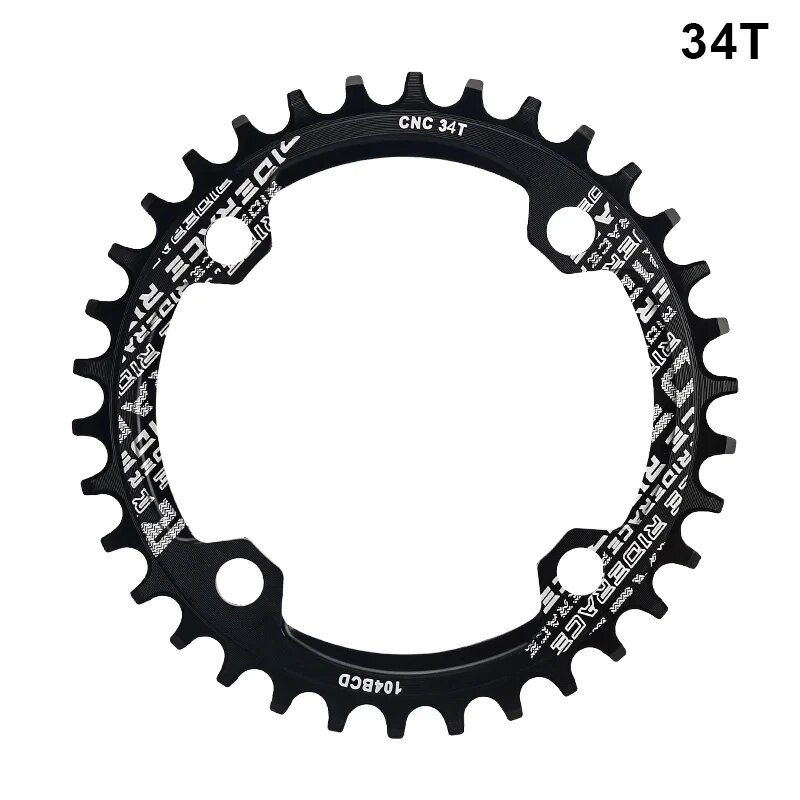 Plato de manivela de bicicleta RIDERACE 104BCD forma redonda estrecho ancho 32T/34T/36T/38T platos y bielas de bicicleta de montaña placa única: YELLOW