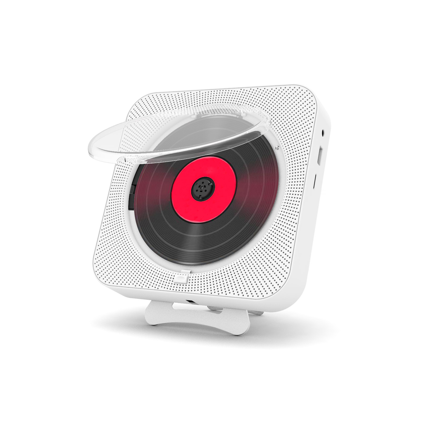 KC-909 Tragbarer CD-Player, integrierter Lautsprecher, Stereo mit doppeltem 3,5-mm-Kopfhöreranschluss, LED-Bildschirm, an der Wand montierbarer CD-Musik-Player