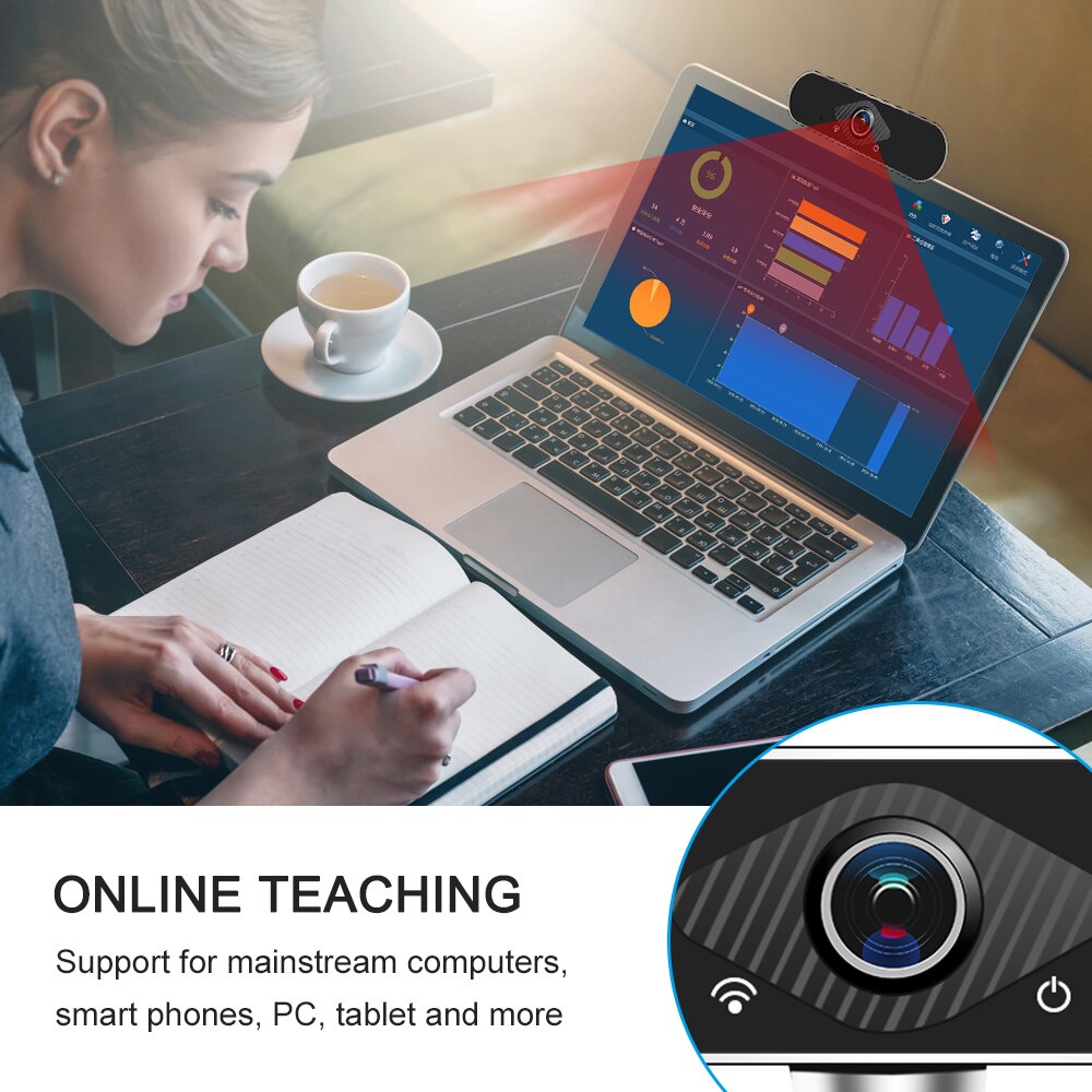Full HD 1080P Webcam Video Conference Camera USB Webcam with Built-in Microphone Computer Camera Head Can Rotate Freely Up/down