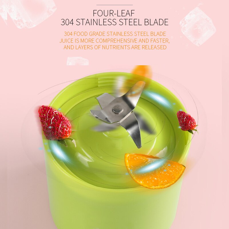 500 Ml Draagbare Juicer Elektrische Usb Oplaadbare Milkshake Blender Machine Blender Mini Sap Cup Machine Quick Roer Schudden Cup