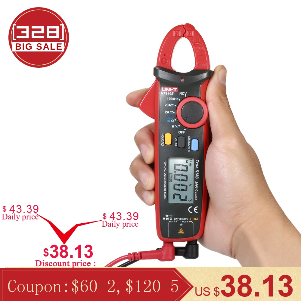 UNI-T UT210E Multimeter Digitale Stroomtang AC/DC Stroom Spanning Meter Auto Bereik Voltmeter Ameter Capaciteit Weerstand Test