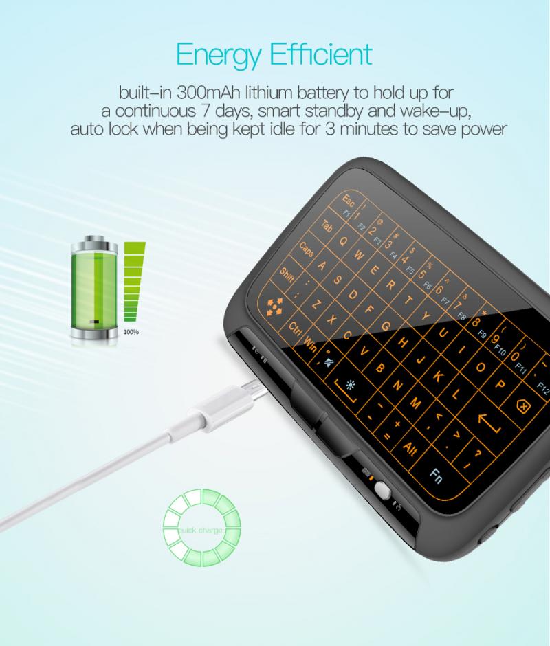 Mini H18 + 2.4Ghz Wireless Keyboard Touchpad Micro Usb Kleur Drie Niveaus Van Backlight Air Muis Met Ingebouwde in Lithium Batterij