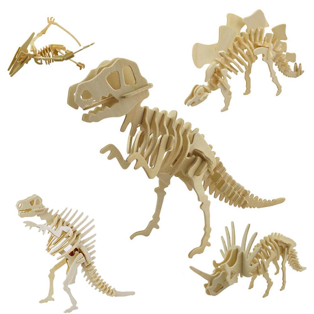 Bricolage dinosaure Puzzle 3D tridimensionnel en bois enfants jouets éducatifs élèves à la main matériaux pour les enfants