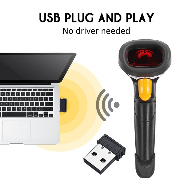 DC5V Wireless Wired Barcode Scanner Handheld Scanning 2 in 1 2.4G Bar Code Reader 80-150Meters Wireless Transfer Distance