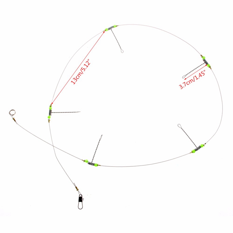 10 Pcs Fishing Hooks Anti-Winding Swivel String Sea Fishing Hook Steel Rigs Wire Leader Fish Hooks (5 Pcs 4 Steel Wires &amp; 5 Pcs