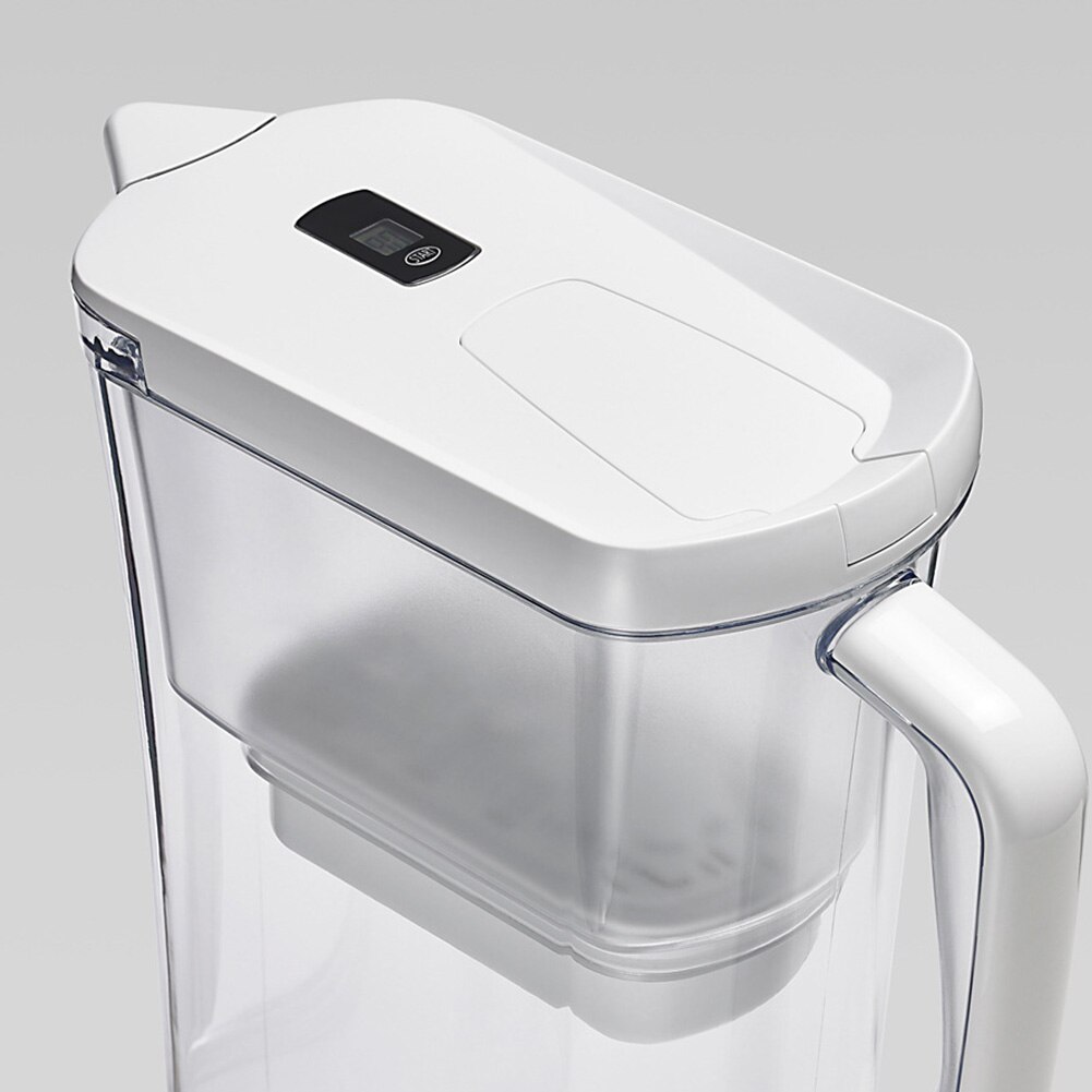 Ergonomisk håndtag acf kulfiber vandfilter kande 2.3l reducerer bly 25w dagligt transparent med 1 filter filtreringskande