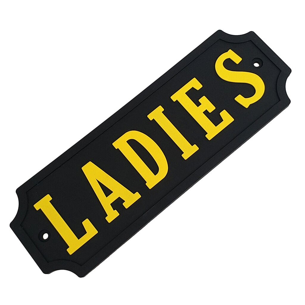 Restroom Door Sign Wall Plaque Poster Sticker For LADIES PVC Rubber 16x5.5cm