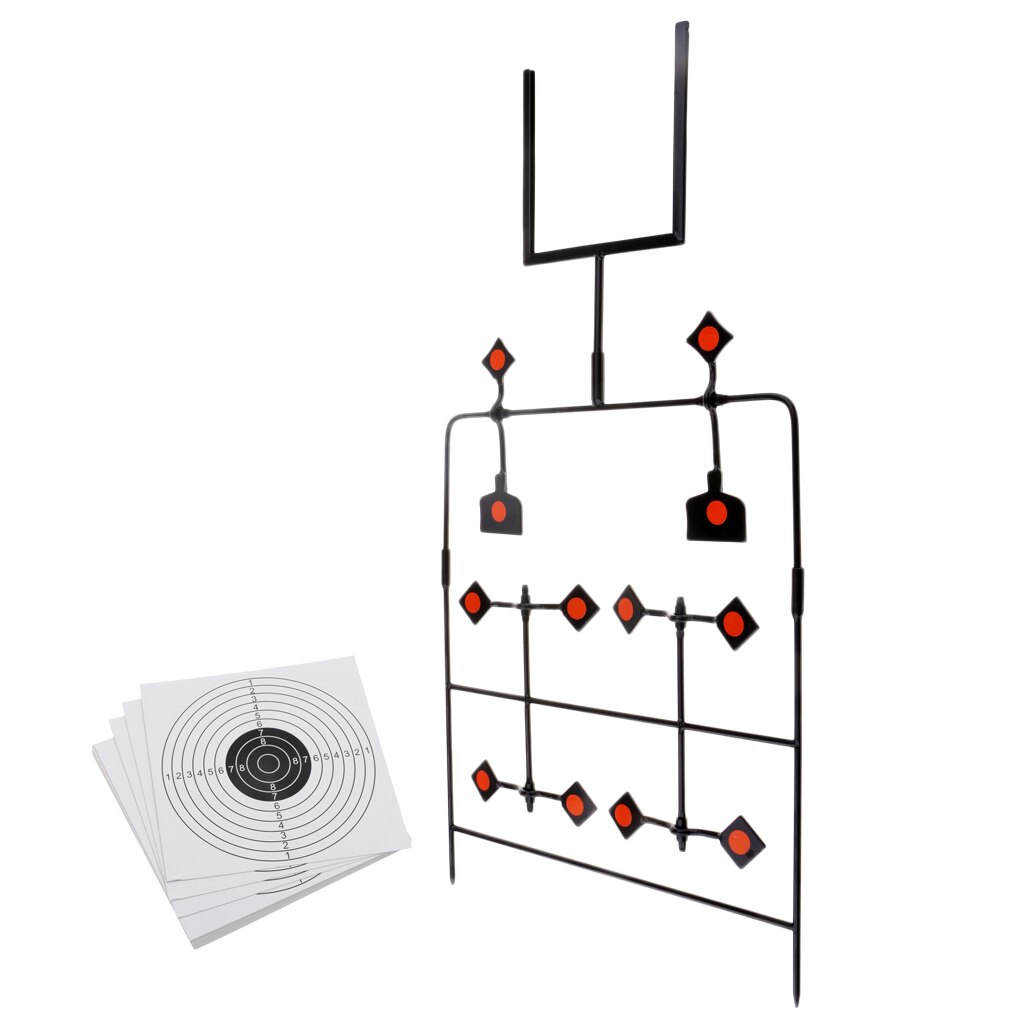 Cible de tir à réinitialisation automatique, support de cible rotative avec 20 cibles en papier, pratique de tir