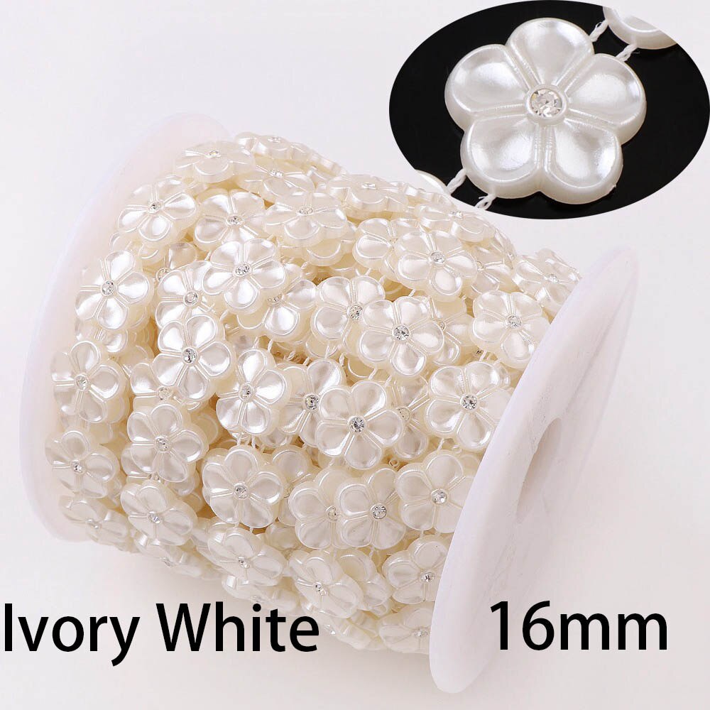 Línea de pesca con forma de flor, 1 yarda, cadena de cuentas de perlas de espalda plana Artificial para materiales de decoración para boda DIY, accesorio: 5