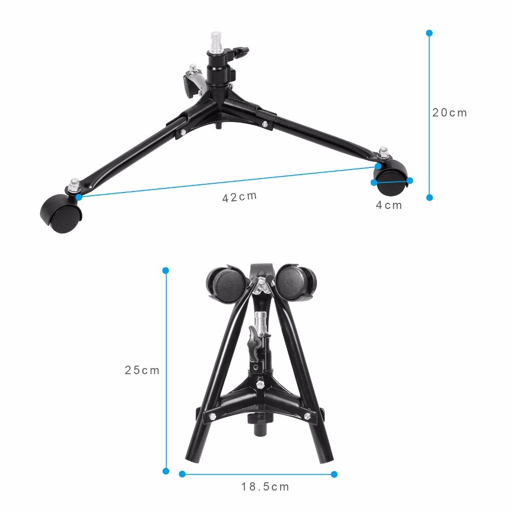 Meking 8 polegada baixa roda de rolo de piso suporte de luz dobrável suporte de suporte para flash softbox para luz de fundo baixo