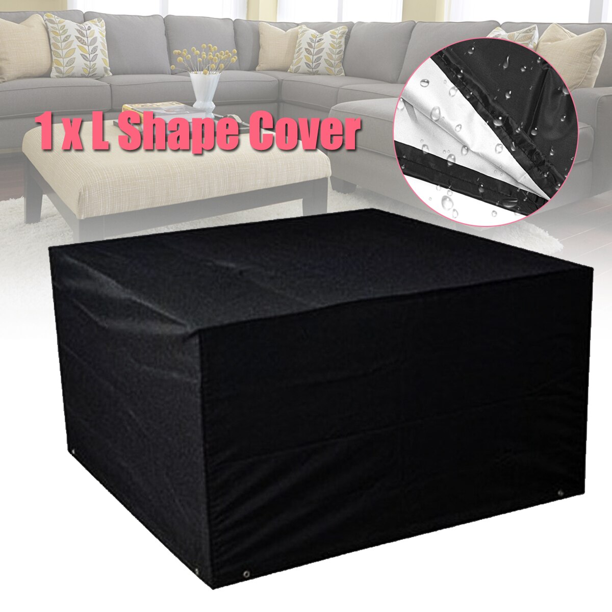Juegos de tela impermeable para muebles de exterior, cubierta protectora de poliéster a prueba de polvo, para sofá, color negro