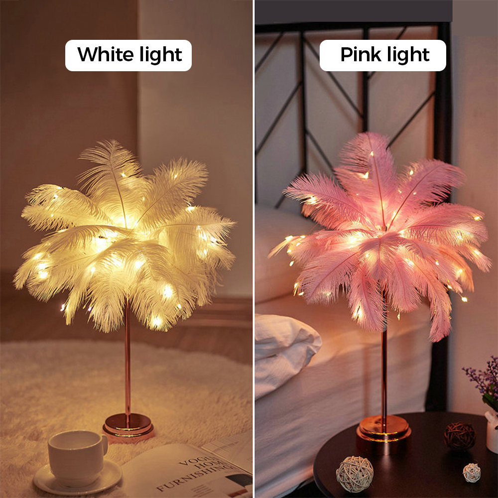 Novidade pena luz da noite fada cobre candeeiro de mesa bateria energia casa sala estar crianças quarto festa casamento decorativo