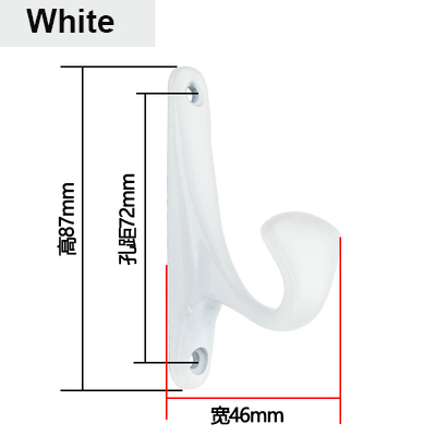 87*46mm Brons Metalen deur muur haken hanger Antieke Haken Muur Hanger Gebogen Gesp Hoorn Lock Sluiting Gewaad haken Voor Kleding: White