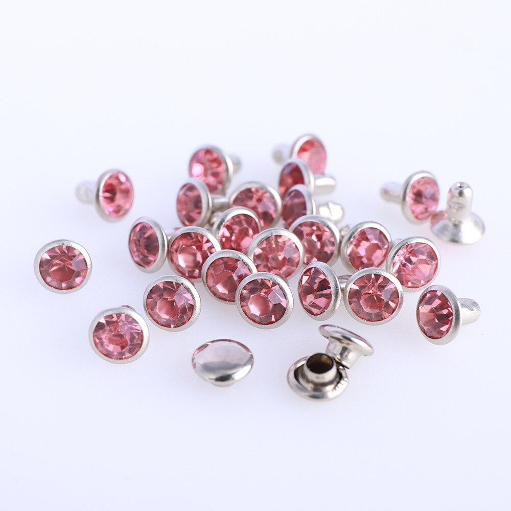 Juego de tachuelas de diamantes de imitación para manualidades, juego de tachuelas de Cristal AB de 6/8mm para manualidades, bolsa de ropa, broca de cuero, 100