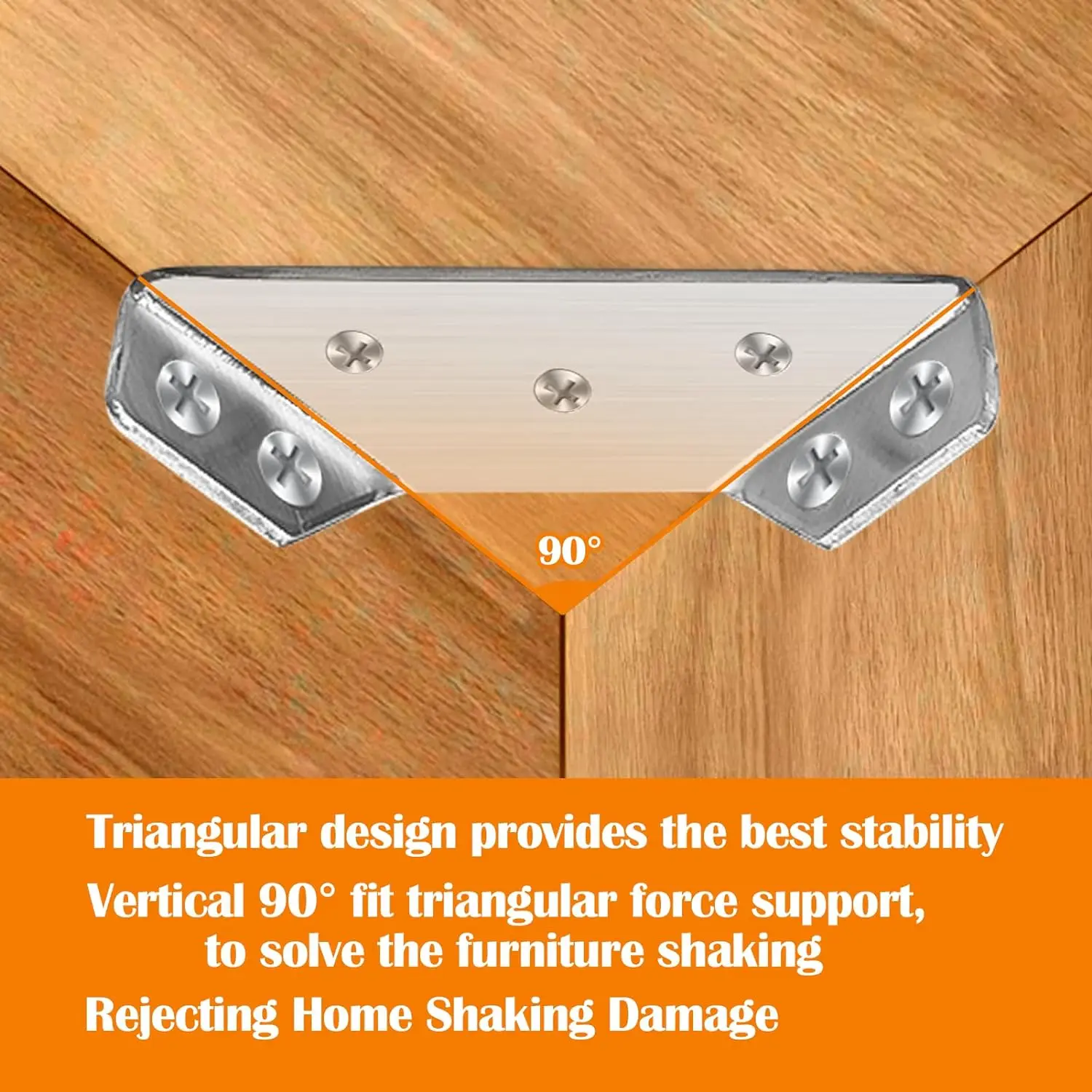 Juego de 10/1 soportes de esquina, conector de estante angular para muebles de acero inoxidable, soporte de gabinete, marco de fijación, soporte de esquina con tornillo