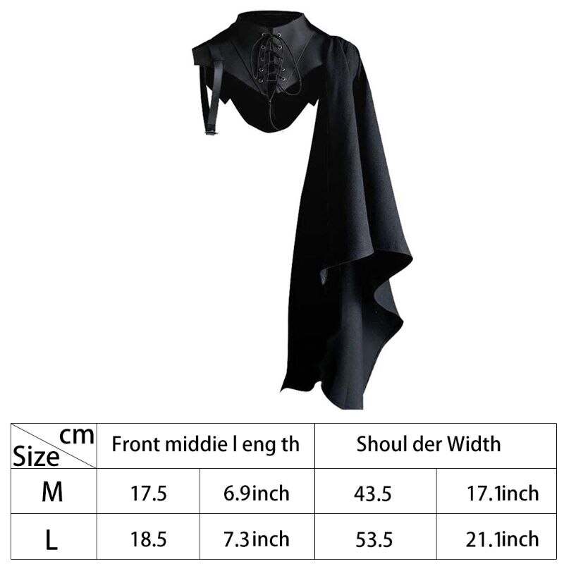 Medieval Armor Black Cloak Single Shoulder Retro Cape Gothic Punk Renaissance