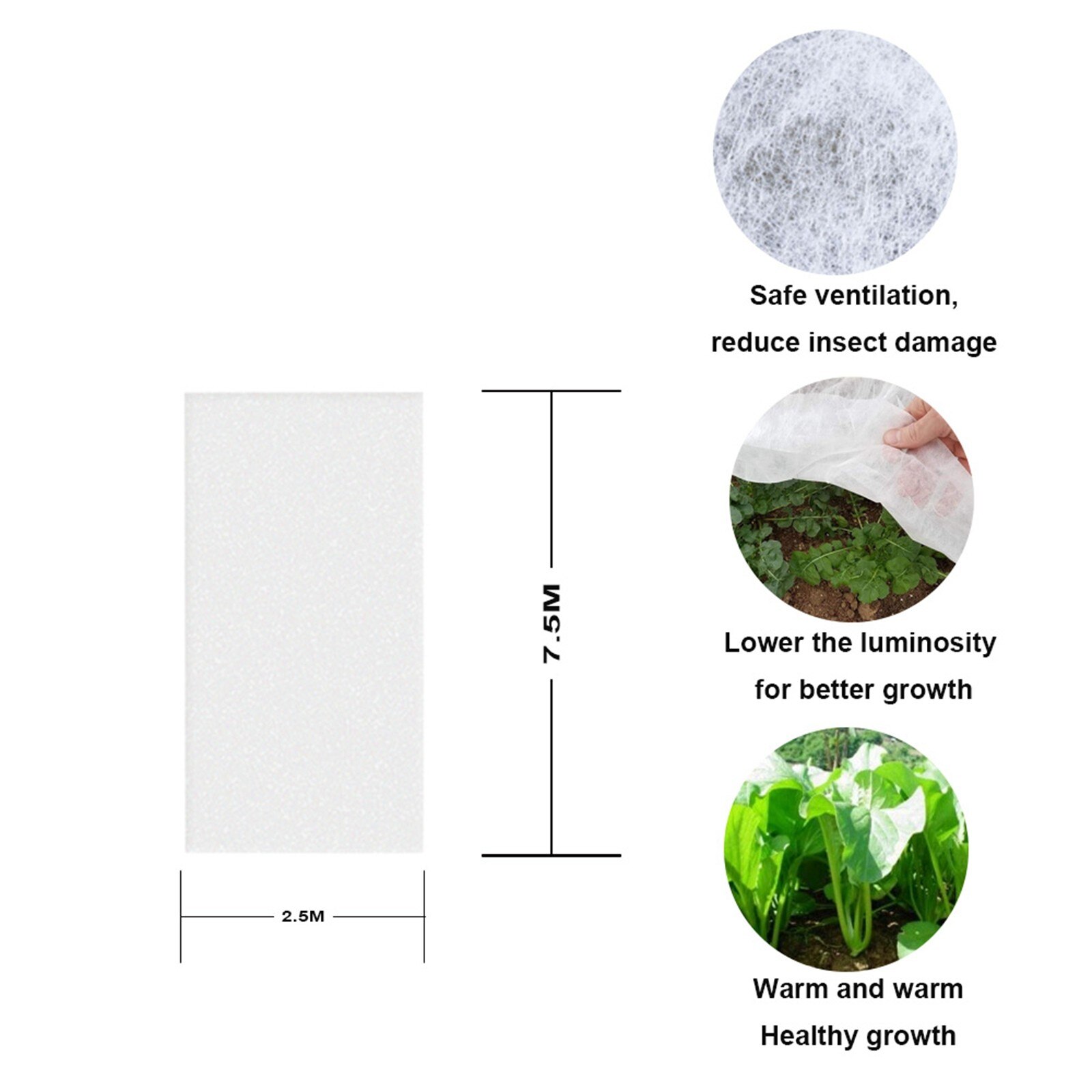 outdoor garden bird-proof net cloth frost-proof blanket floating crop cover frost cloth plant care cover 7.5x2.5m#40