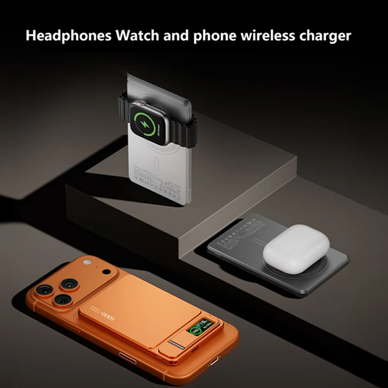 3-in-1 10000mAh Draadloze Magnetische Powerbank Draagbare Slanke Originele Batterij 20W Snelladen Voor iPhone 12-17 iWatch Airpod
