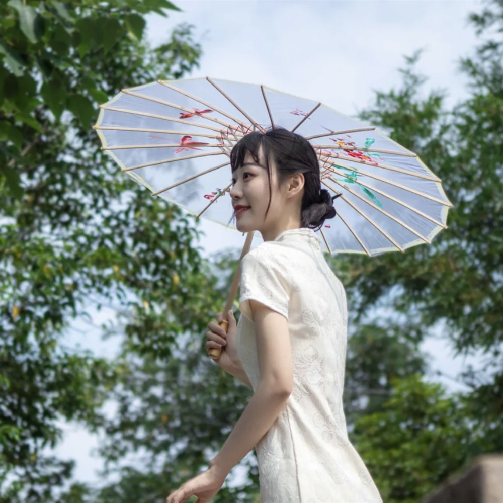 Transparent Silk Umbrella Dance Craft Umbrella Photography Decoration Ceiling Ancient Costume Prop Umbrella Women Hanfu Cosplay