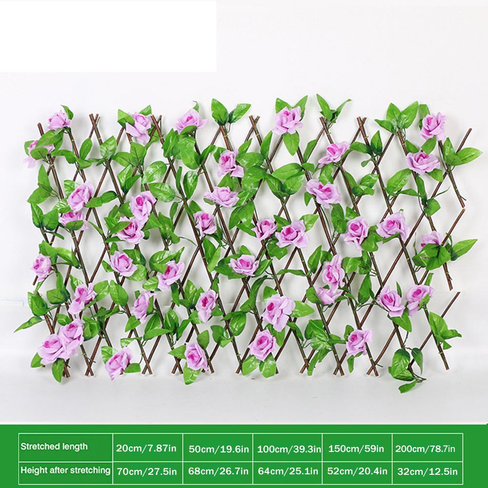 Artificial Garden Flowers Leaves Plant Fence Privacy Screen Etractable Extension For Outdoor Fencing Backyard Home Greenery Wall