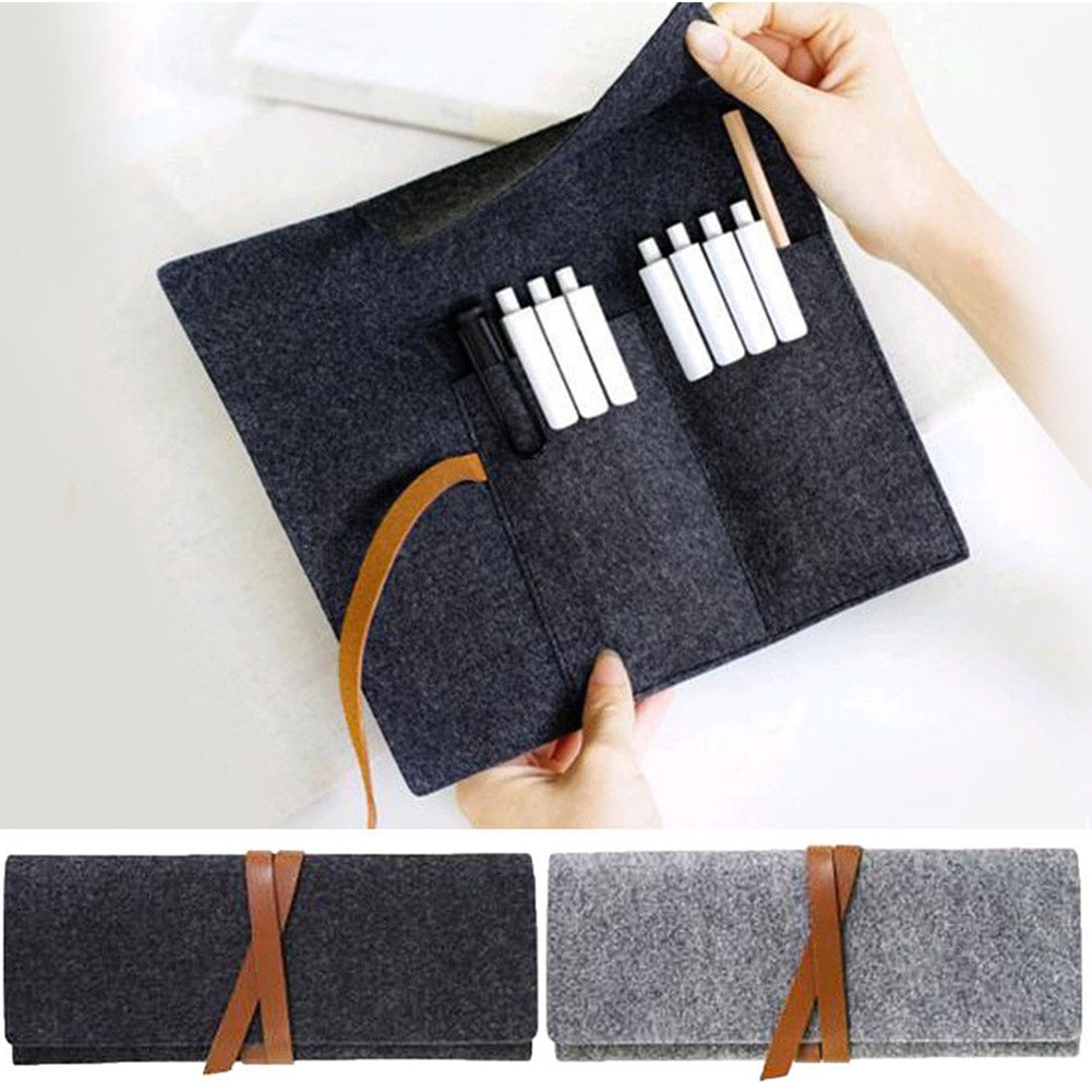 Pencil Case Pen Organizer Canvas Soft Storage Bag Paint Brush Stationery Roll Up Arts Craft Pen Bag Portable Drawing