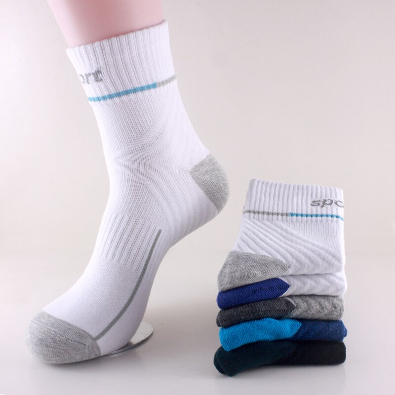 Men's Sports Socks - 5 Pairs - Cotton - Basketball, Hiking, Camping
