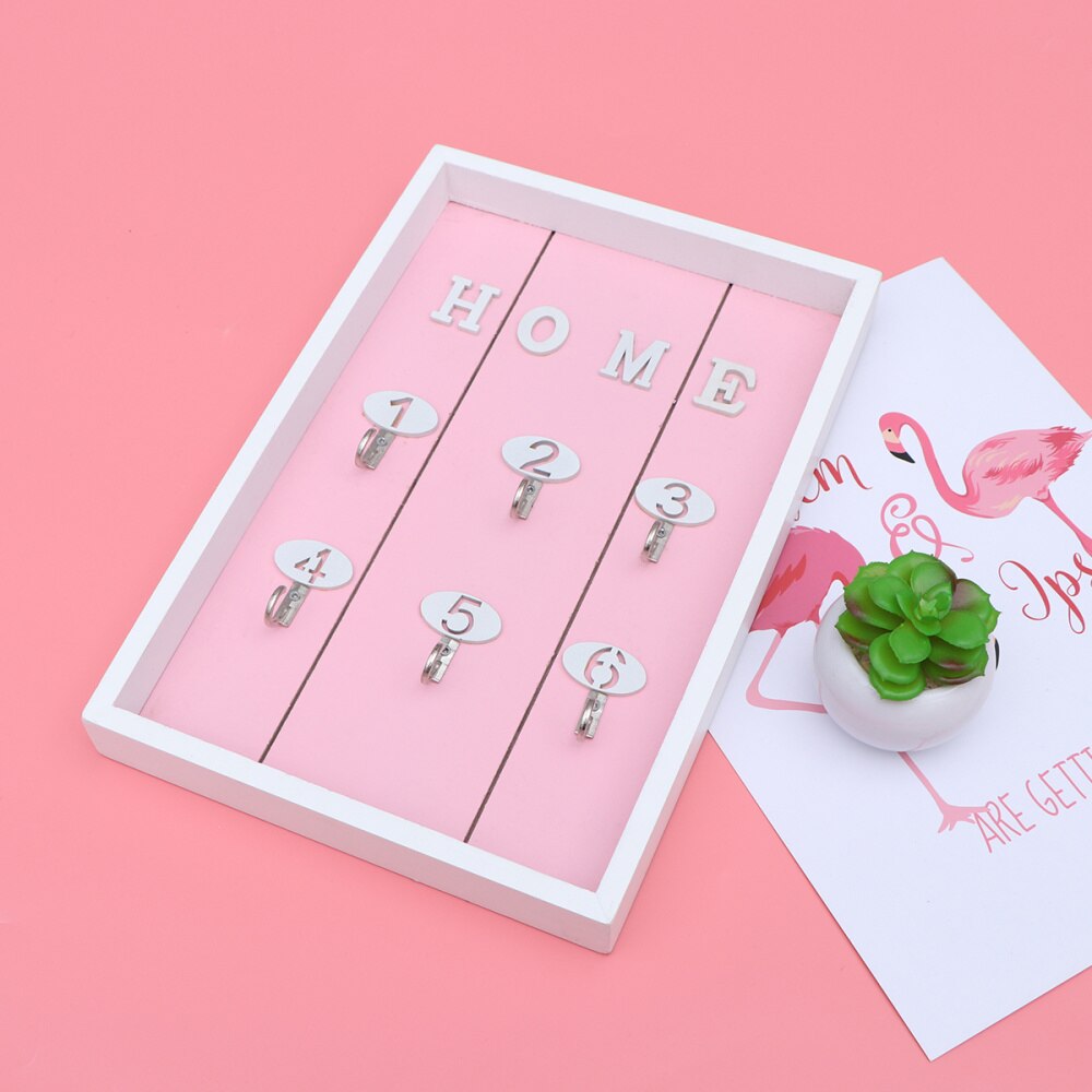 Nordic Style Wooden Key Boxes Storage Box Wall Mounted Lock Hanging Shelf Key Holder Jewelry Organizer Ornament Crafts Props(Woo