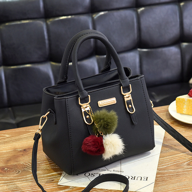 Yogodlns women beading pendant handbag ladies embossed shoulder bag ladies Messenger bag hairball bags bag