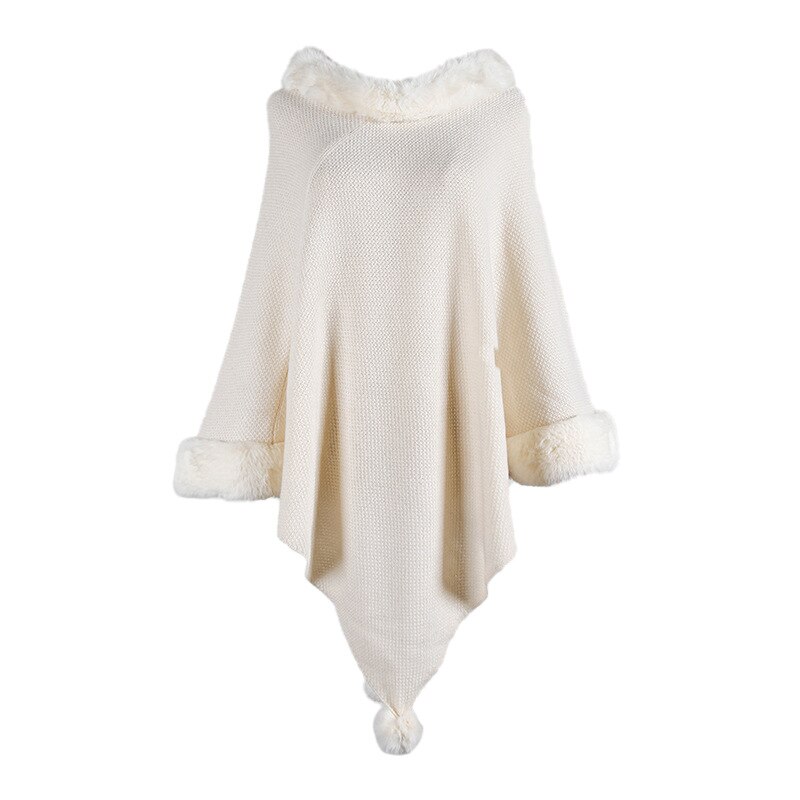 Moda feminina ponchos e capas sólido inverno roupas femininas meninas camisolas: WHITE