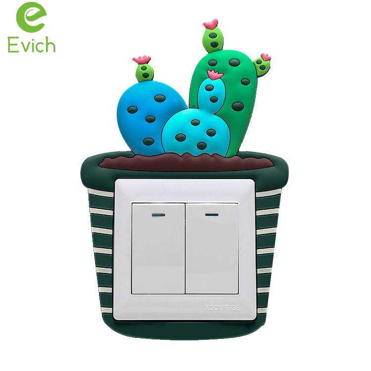 EVICH-pegatinas decorativas para calcomanías luminosas para interruptores, pegatinas de pared, funda protectora para enchufe, cubierta creativa para interruptor de Cactus JK130