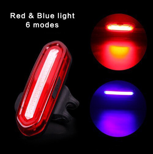 Fiets Lamp Oplaadbare Led Usb Cob Mountainbike Achterlicht Achterlicht Mtb Veiligheid Waarschuwing Fiets Achterlicht: Red Blue