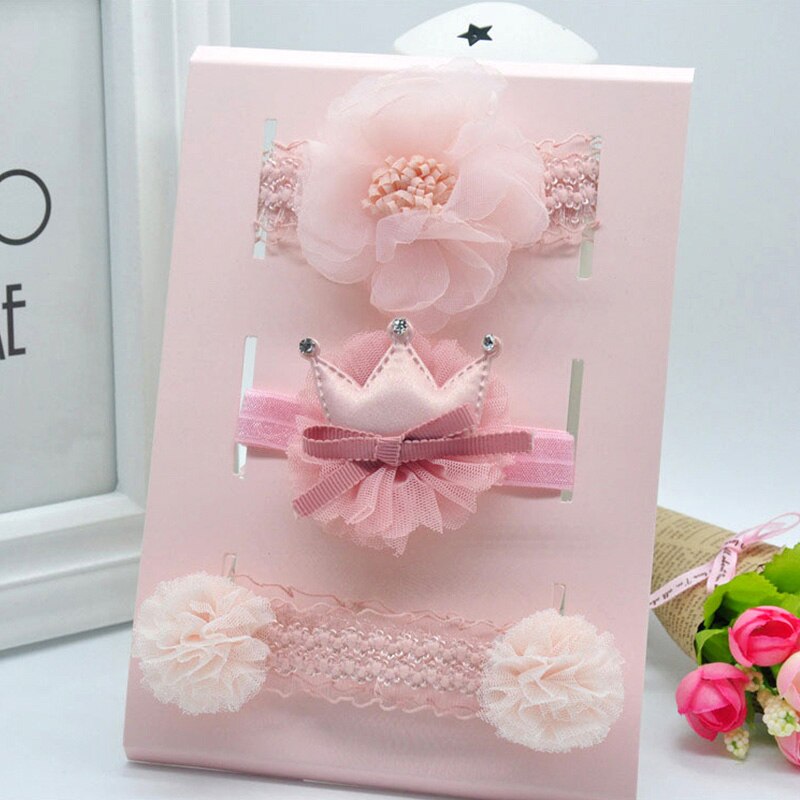 3Pcs/Set Cute Bownot Baby Headband Flower Baby Girl Elastic Hair Bands Crown Headwear Props Baby Girl Accessories: 04