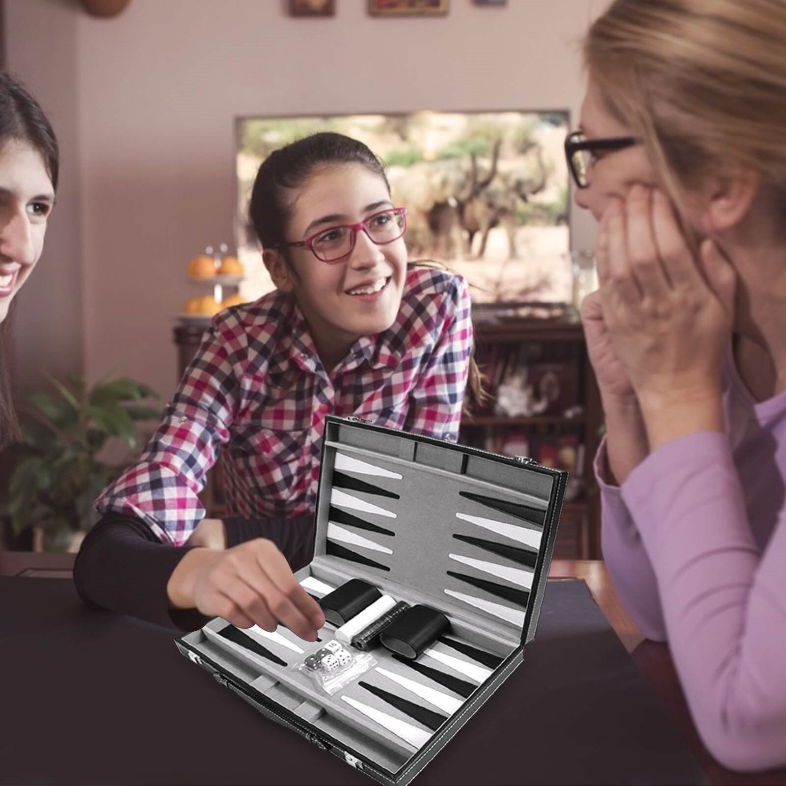 Portable Puzzle Chess Classic Board Game Set Folding Multifunctional Backgammon Game Toy For Beginners And Advanced Players