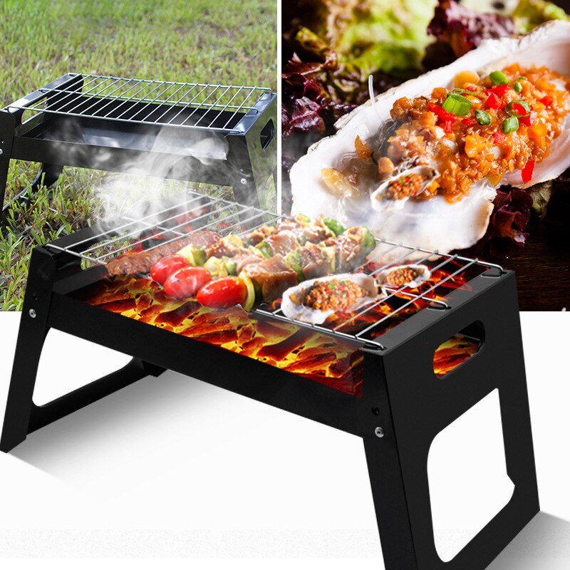 Portable Outdoor Folding Grill BBQ Camping Installation Simple Square Disposable Grill For Outdoor Activities BBQ Accessories