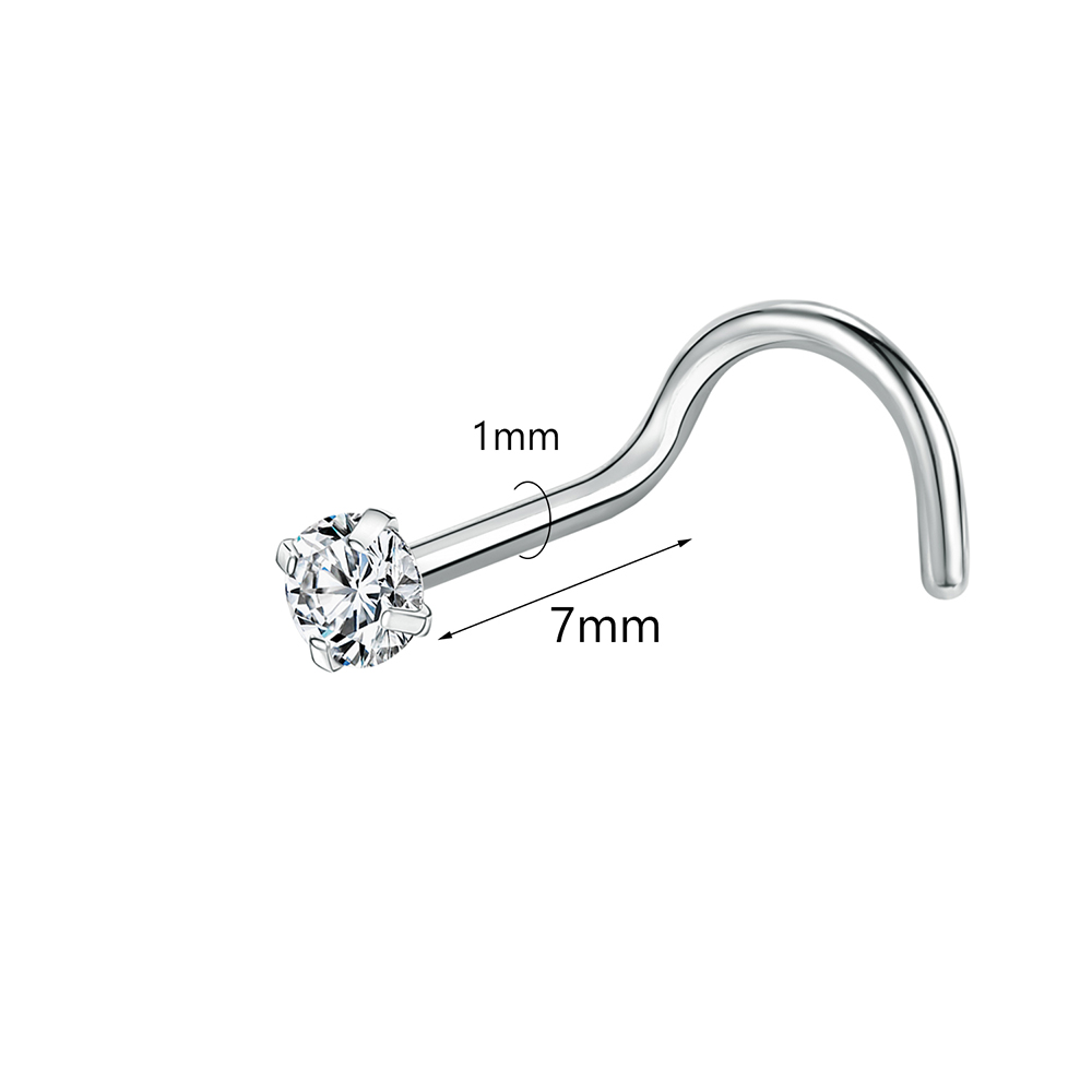 ZS 18/20G 925 scheggia narice piercing Placcato Oro Naso Borchie Zircone Lucido Setto Anelli Al Naso per Le Donne Reale sterlina Naso perno: bianca / colore Oro puro