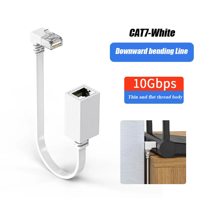 90-stopniowe złącze kabla sieciowego RJ45 Kot7 ultra płaski 10G rj45 Ethernet Przedłużacz kabli Lan robić laptopa router TV skrzynka: Srebrny / Poniżej 5 Sztuk